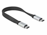 USB 3.2 Gen 2 Flachkabel, USB-C Stecker > USB-C Stecker - schwarz/silber, 22cm,...