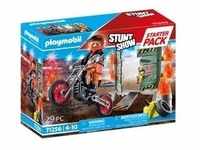 71256 Stuntshow Starter Pack Stuntshow Motorrad mit Feuerwand, Konstruktionsspielzeug