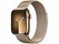 Watch Series 9, Smartwatch - gold/gold, Edelstahl, 41 mm, Milanaise Armband, Cellular