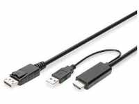 DIGITUS Adapterkabel HDMI auf DisplayPort,4K@30Hz externe Stromquelle, 2m