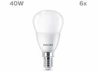 Philips LED Tropfenlampe mit 40W, E14 Sockel, Matt, Warmwhite (2700K) 6er Pack