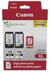 Canon PG545XL BK / CL546XL C/M/Y Tintenpatronen + Fotopapier Value Pack 8286B011