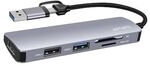 4smarts 5 in1 Universal Mulitport USB Hub spacegrau
