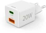 Hama 201991 Schnellladeger&auml;t, 1x USB-C PD, 1x USB-A QC, Mini-Ladeger&auml;t, 20 W, Wei&szlig;