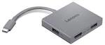 Lenovo 4-in-1 USB-C Hub Grau, HDMI, USB-A, 2x USB-A, 3.5mm Klinke-Combo