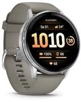 Garmin Venu&reg; 4 - 45 mm Schwarz/Silber mit Schnellwechsel-Silikon-Armband 22 mm Grau