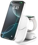 Belkin UltraCharge faltbare magnetische 3-in-1-Ladestation mit Qi2 25W wei&szlig;, rund