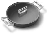 Smeg Schmorpfanne mit Glasdeckel 50's Style 28 cm 2 Griffe Schwarz