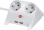 Brennenstuhl Desktop Power 2-fach + 2x USB 2.0 Charger 2100mA weiss