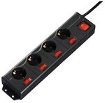 Hama 00137257 Steckdosenleiste 4+1, 4-fach, einzeln schaltbar, Schwarz