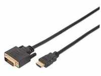 DIGITUS HDMI-Adapterkabel HDMI zu DVI St/St, 2,0m Full HD, schwarz DB-330300-020-S