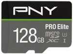 PNY PRO Elite 128 GB microSDXC Speicherkarte (C10, Class 3 (U3), UHS-I) Schwarz/Grau