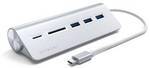 Satechi Type-C Aluminium USB Hub & Card Reader Silber
