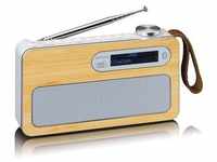 Lenco PDR-040 Bamboo Tragbares DAB+ FM-Radio mit BT, Weiß A004212