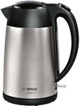 Bosch TWK3P420 Wasserkocher, DesignLine, kabellos 1,7 l, 2.400 W, edelstahl