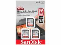 SanDisk Ultra 32 GB SDHC Speicherkarte (120 MB/s, Class 10, UHS-I) 3er Pack