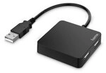 Hama 00200121 USB-Hub, 4 Ports, USB 2.0, 480 Mbit/s, Schwarz