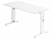 kaiserkraft Schreibtisch Mini-Office C, C-Fuß-Gestell weiß, Breite 1400 mm, weiß
