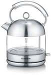 Severin WK 3459 Glas-Wasserkocher Retro 2400W 1,7l transparent/schwarz/silber
