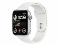 Apple Watch SE (2. Gen) GPS 44mm Aluminium Silber Sportarmband Weiß MNK23FD/A