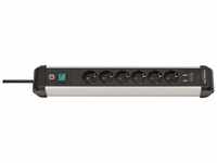 Brennenstuhl Premium-Alu-Line Steckdosenleiste 6-fach 3m, 2x USB silber/schwarz