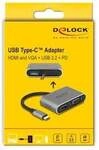 Delock USB Type-C&trade; Adapter zu HDMI und VGA mit USB 3.2 Port und PD
