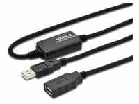 DIGITUS USB 2.0 aktives Verlängerungskabel 10m Typ-A St./Bu. schwarz DA-73100-1