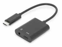 DIGITUS USB Type-C™ Adapter / Konverter, Type-C™ auf USB Type-C™ + 3.5mm Klinke