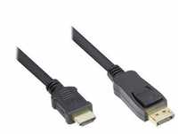 Good Connections Anschlusskabel 2m Displayport zu HDMI 24K vergoldet schwarz DP-HDMI