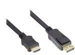 Good Connections Anschlusskabel 2m Displayport zu HDMI 24K vergoldet schwarz