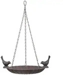 H&auml;ngende Vogeltr&auml;nke aus Gusseisen, Futterschale mit 2 V&ouml;geln, inkl. Kette...