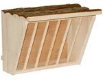 XL Kleintier Heuraufe mit Sitzbrett aus Holz