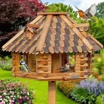 Riesengro&szlig;es VOSS.garden Vogelhaus Herbstlaub aus Holz (ohne St&auml;nder)