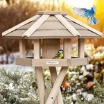 VOSS.garden Valbo - hochwertiges Vogelhaus mit Kreuzstandfu&szlig;, wei&szlig;