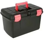 Pferde Putzbox Arrezzo - Putzkasten mit herausnehmbarem Einsatz, schwarz/fuchsia