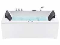 Badewanne Weiß 183 x 90 cm mit Massagefunktion Sanitäracryl Linksseitig Modern