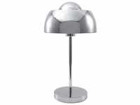 Tischlampe Silber Metall 44 cm runder Schirm Kabel mit Schalter Industrie Look