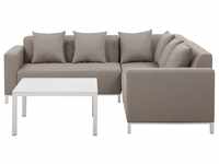 Lounge Set Beige Polyester Quick Dry-Schaum 5-Sitzer Linksseitig Modern