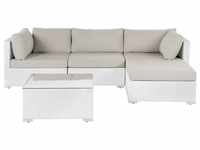 Lounge Set Rattan weiß 4-Sitzer modular Auflagen sandbeige SANO II