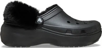 Crocs 212854-001-W6, Crocs Damen Classic Platform Fuzz Lined Clogs Schwarz 36 Black
