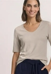 Street One CCA3176651772742, Street One Basic T-Shirt mit blickdichter Front Beige