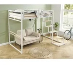 Vente-unique Hochbett - 140 x 200 cm - Metall & MDF - Wei&szlig; - JOGUI 3859899