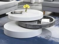 Vente-unique Couchtisch rund - drehbar - 1 Ablagefach - MDF - Beton-Optik & Wei&szlig; -