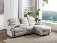 Vente-unique Ecksofa Relaxsofa - Ecke Rechts - Stoff - Beige - MACEDONIA 1222461