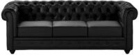 Vente-unique Sofa 3-Sitzer - Kunstleder - Schwarz - CHESTERFIELD 366609