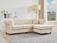 Vente-unique Chesterfield Ecksofa - wendbar - Samt - Beige - TOLEDO 15816434