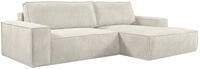 Vente-unique Ecksofa mit Schlaffunktion - Ecke Rechts - Cord - Hellgrau - AMELIA