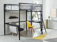 Vente-unique Hochbett mit Schreibtisch - 140 x 190 cm - Anthrazit - CASUAL II...