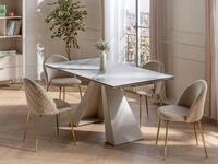 Vente-unique Stuhl 6er-Set - Samt & Goldfarbenes Metall - Beige - MELBOURNE...