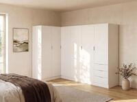 Vente-unique Eckkleiderschrank mit 6 T&uuml;ren & 3 Schubladen - 213 cm - Wei&szlig; -
